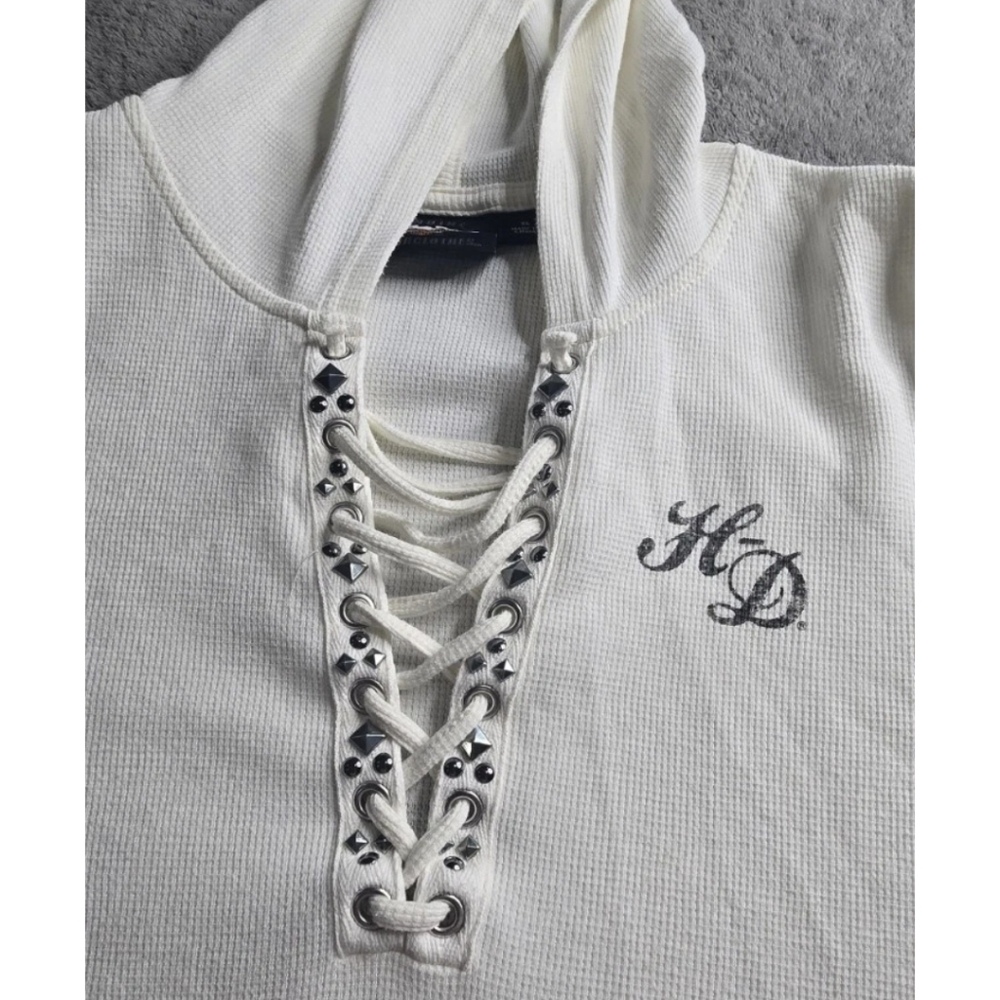 Harley-Davidson White Hoodie with Skull Design - Picture 5 of 10
